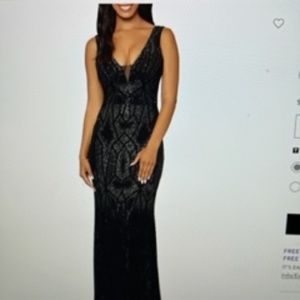 Ombre Black Glitter Gown